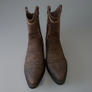 Brown Ankle Cowboy Boots Women’s 7.5 | Western Cowgirl Mid Calf Vegan Boots